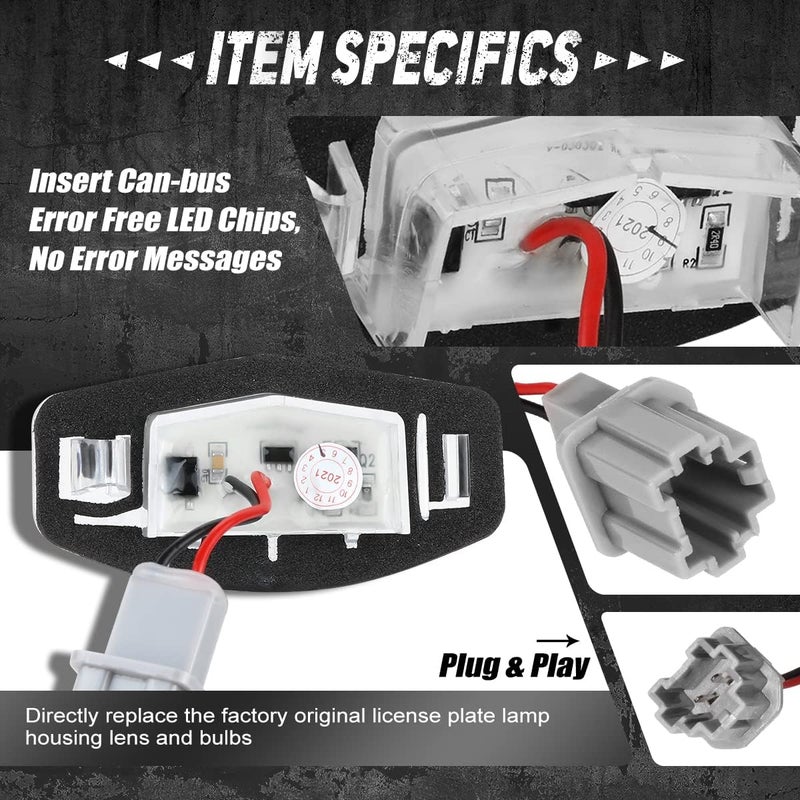 NUVISION LIGHTING Pair of LED License Plate Lights Compatible with 01-15 Civic / 03-08 Pilot / 00-04 Odyssey, 34100S0A013 34104S0A013, NVL-LPL-002 - Image 4